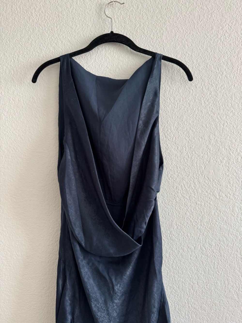 ASOS Navy Blue Satin Floral Embroidered Maxi Dress Cowl Back Elegant Evening - Picture 5 of 7